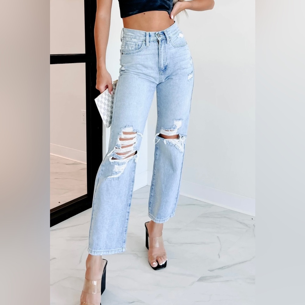 NanaMacs Timothy High Rise Distressed Denim Jeans